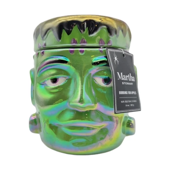 NEW Martha Stewart Iridescent Ceramic Frankenstein Soy Candle 14 oz Apple Scent - Picture 9 of 9